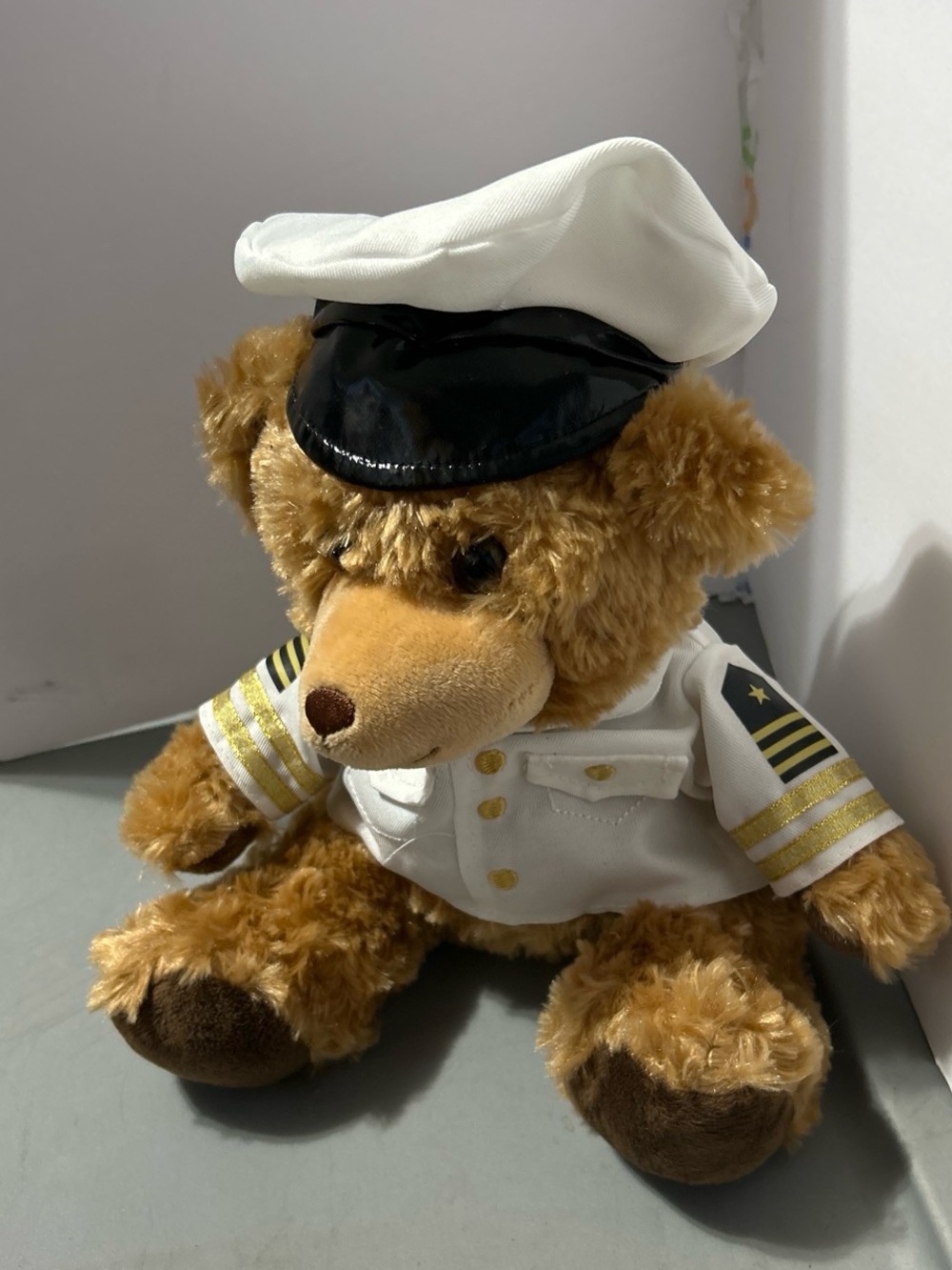 Captain Teddy Bear Plush in White Uniform
